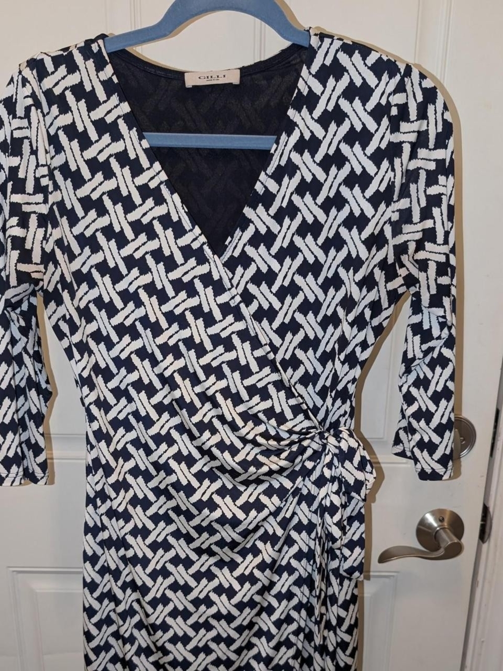 Gilli Black and White ¾ Sleeve Wrap Dress